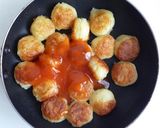 もちもちポテトボールのチリソース炒め作り方4写真