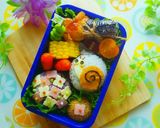 キャラ弁 梅雨のかたつむりおにぎり弁当作り方6写真