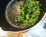 簡単☆小松菜の味噌炒めとチーズin油揚げ作り方1写真