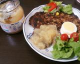 桃のソースで食べるビッグねぎバーグ作り方7写真