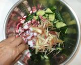 夏野菜の簡単サラダ♪茗荷ワカメ胡瓜タコ作り方13写真