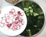夏野菜の簡単サラダ♪茗荷ワカメ胡瓜タコ作り方11写真