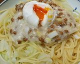 一気に茹でちゃう納豆パスタ温泉卵乗せ　作り方7写真