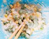 ♡とうもろこしと枝豆のかき揚げ♡作り方2写真