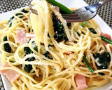 白だしで☆ほうれん草とベーコン和風パスタ作り方7写真