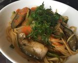 麻婆茄子とパクチーのエスニックパスタ作り方4写真