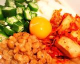 めんつゆで頂く!オクラ納豆山芋キムチ♡作り方2写真