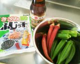 お手軽！！オクラの塩昆布ごま油和え。作り方1写真