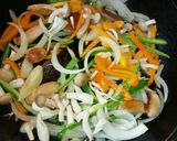 水漬けﾊﾟｽﾀを野菜ｼﾞｭｰｽで美味しく作り方2写真
