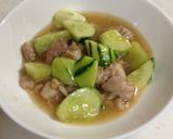 きゅうりと鶏肉の炒め物〜中華スープ風作り方8写真