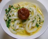 風邪に！レンジで簡単☆生姜だし梅うどん作り方3写真