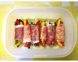 レンジで簡単☆豚肉のチーズパプリカロール作り方5写真