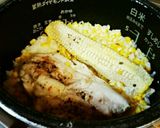 コーンご飯と蒸し鶏同時に調理♪作り方3写真