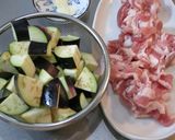 お茄子と豚バラ肉の炒め物作り方1写真