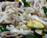 夏野菜と豚バラの塩焼きうどん作り方6写真
