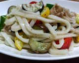 夏野菜と豚バラの塩焼きうどん作り方8写真