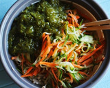 えのき茸とめかぶの彩り野菜梅肉和え作り方4写真