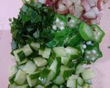 みょうが紫蘇オクラ胡瓜入りとろろ豆腐がけ作り方1写真