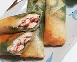 茹で鶏でシソ明太子チーズ春巻き作り方9写真