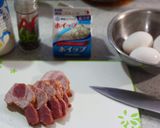 厚切りベーコンとオムレツのおにぎり作り方1写真
