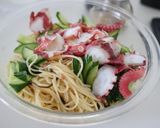 ランチ♪タコと梅干しで塩昆布の冷製パスタ作り方6写真