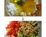 トマトとオクラのペペロンチーノ冷製パスタ作り方6写真