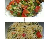 トマトとオクラのペペロンチーノ冷製パスタ作り方7写真
