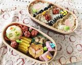 小学生 2段 お花と音符のお弁当作り方1写真