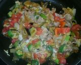 有り合わせ夏野菜のピリ辛チーズ丼作り方5写真