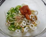 簡単！ピリ辛ネバ～☆和えるだけ夏パスタ作り方2写真