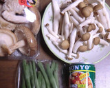 隠元・椎茸・シメジ・なめこを、さっと煮て作り方1写真