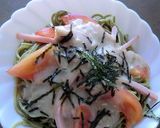 小学生夏休み麺クリームソースで冷し茶そば作り方4写真