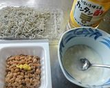 納豆+ヨーグルト+カンタン酢+しらす作り方1写真