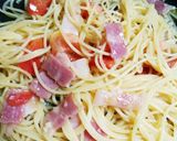 簡単☆さっぱり！トマトで赤いカルボナーラ作り方7写真