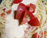 簡単☆さっぱり！トマトで赤いカルボナーラ作り方8写真