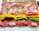 ๑豚コマで三色野菜ロールカツ๑トマぽん添作り方2写真