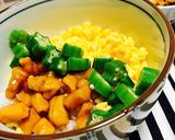 鶏肉と玉子とオクラで三色丼作り方4写真