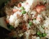 塩鮭の焼いたのとグリンピースのまぜご飯作り方3写真