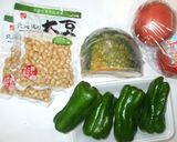 水煮大豆と夏野菜の炒め物♪南瓜＋トマト作り方1写真