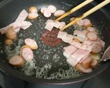 くりぬき食パン激辛ベーコン&ソセージ焼き作り方2写真