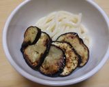 ポン酢でナスの釜たまうどん作り方3写真