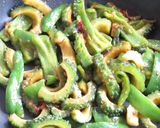ゴーヤとピーマンのにんにく味噌炒め☆美味作り方8写真