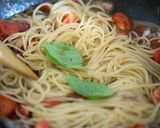 さば缶とトマトのバジル風味パスタ作り方4写真