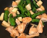 獅子唐と鶏肉の生姜味噌焼き浸し作り方4写真