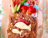 簡単時短★牛丼 おさかなさん弁当作り方3写真