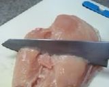 観音開きの「鶏肉」を、チンしてチーズ掛け作り方1写真
