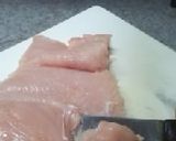 観音開きの「鶏肉」を、チンしてチーズ掛け作り方4写真