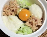 火を使わずに、ツナ入り夏のとろろ丼ランチ作り方4写真