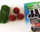 お弁当に＊ミニトマトとピーマン塩昆布炒め作り方1写真