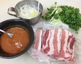 豚肉とかいわれの辛味噌焼き作り方1写真